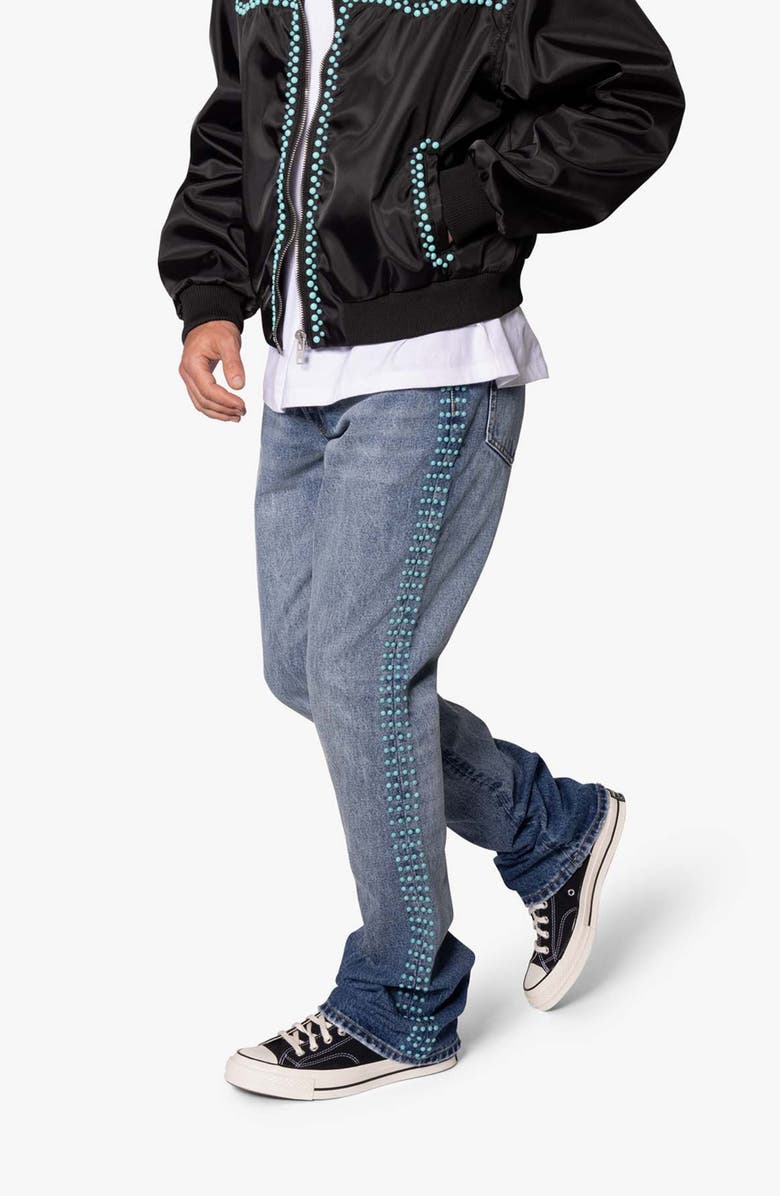 mnml B697 Studded Flare Leg Jeans, Alternate, color, Blue