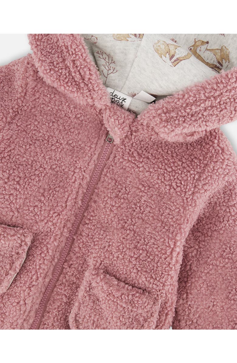 Deux par Deux Baby Girl's Soft Fleece Hooded Zip Jacket Woodrose, Alternate, color, 