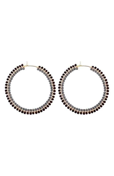 Crystal Beaded Hoop Earrings