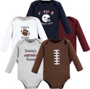 Hudson Baby Five-Piece Collection of Long-Sleeve Cotton Bodysuits