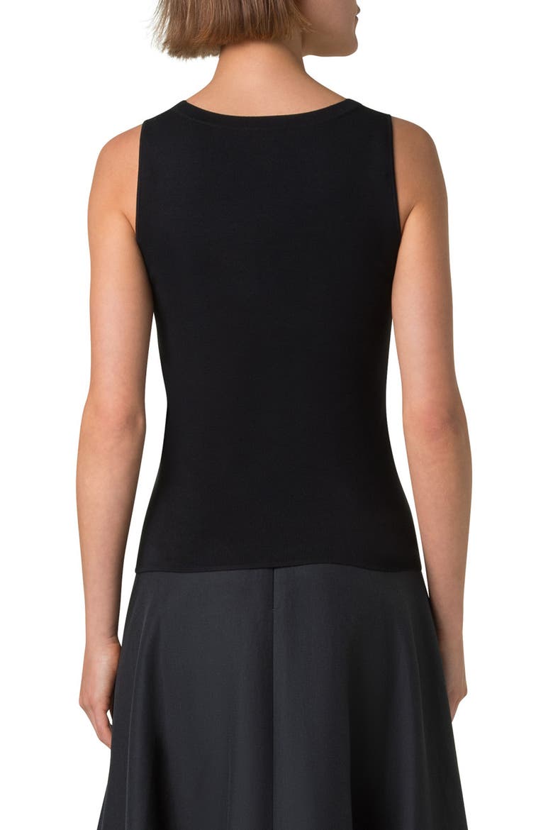 Scoop Neck Silk Rib Sweater Tank, Alternate, color, BLACK