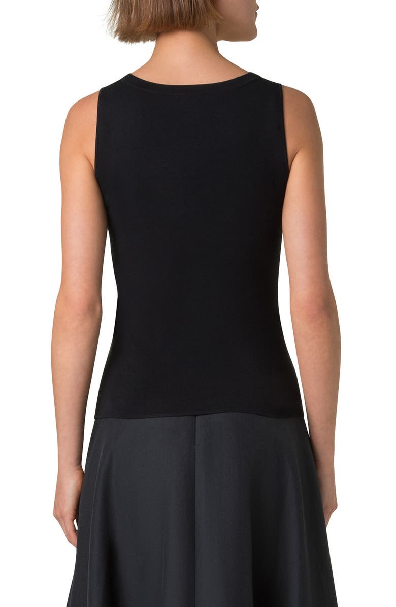 Akris Scoop Neck Silk Rib Sweater Tank, Alternate, color, Black