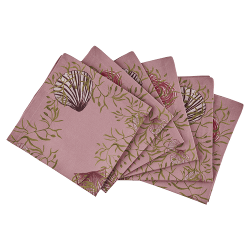 Sophie Williamson Design Napkins Mussels From Brussels In Pink