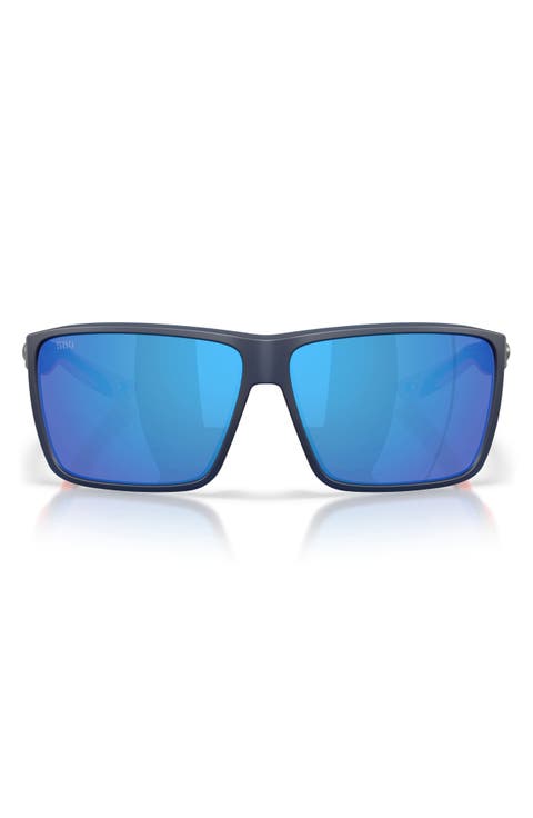Rincon II 64mm Mirrored Polarized Oversize Rectangular Sunglasses