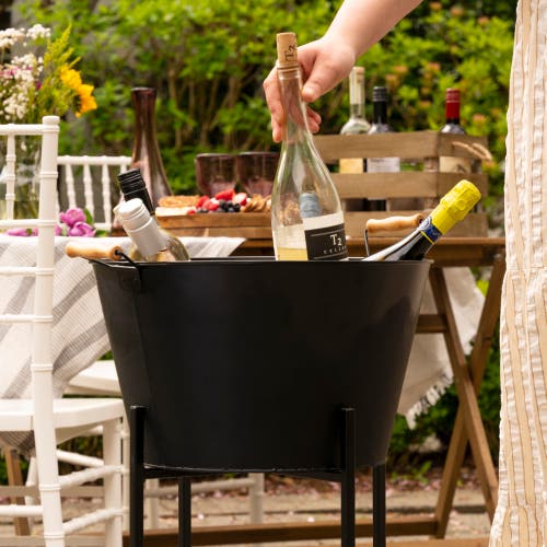 Twine Black Beverage Tub With Stand & Tray In Black