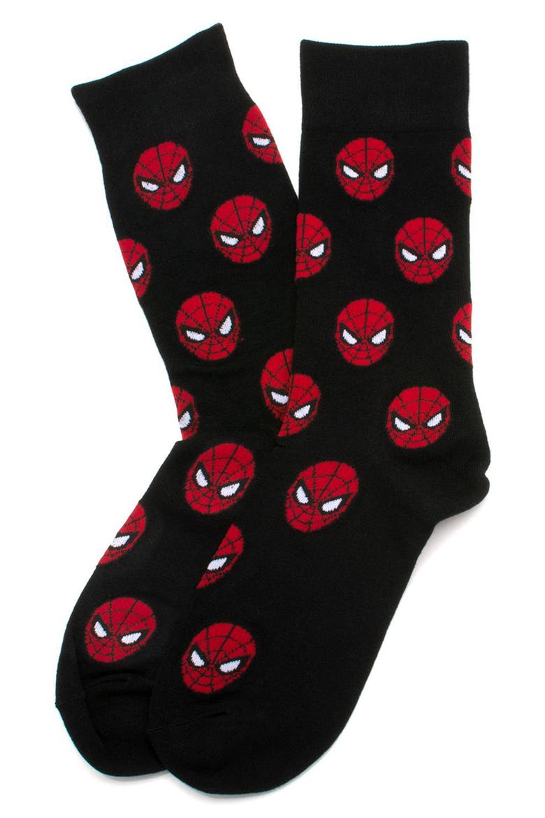 3-Pack Spider-Man Crew Socks & Lapel Pin Set, Alternate, color, BLACK MULTI