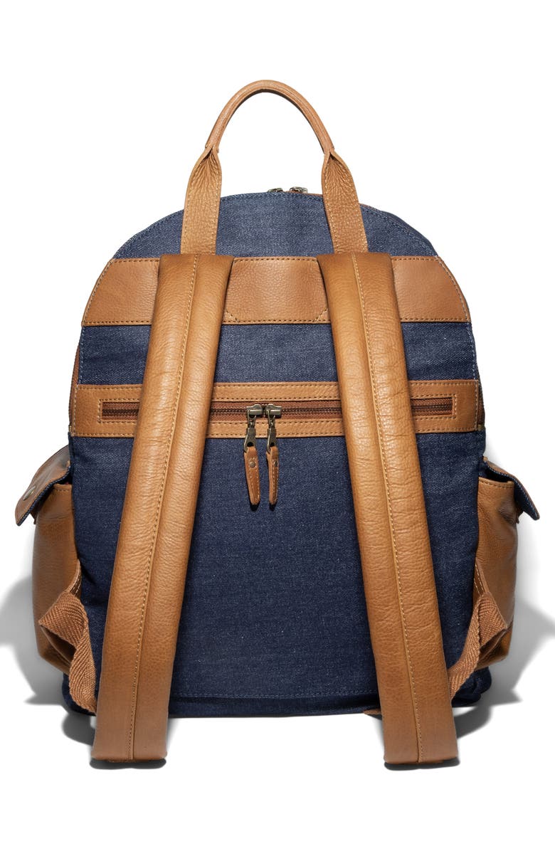 Will Leather Goods Canvas & Leather Backpack, Alternate, color, Blue Denim/ Tan