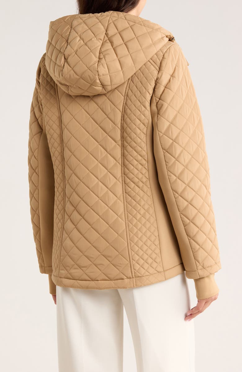 Michael Kors Hooded Diamond Quilted Jacket, Alternate, color, Khaki
