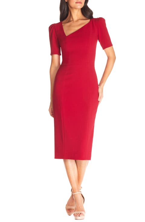 Ruth Asymmetric Neck Midi Dress