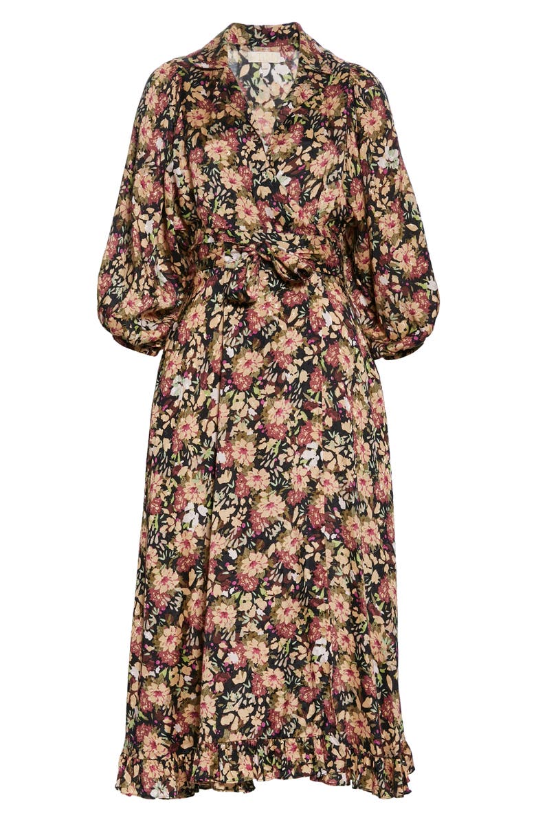byTiMo Floral Print Wrap Midi Dress, Alternate, color, 