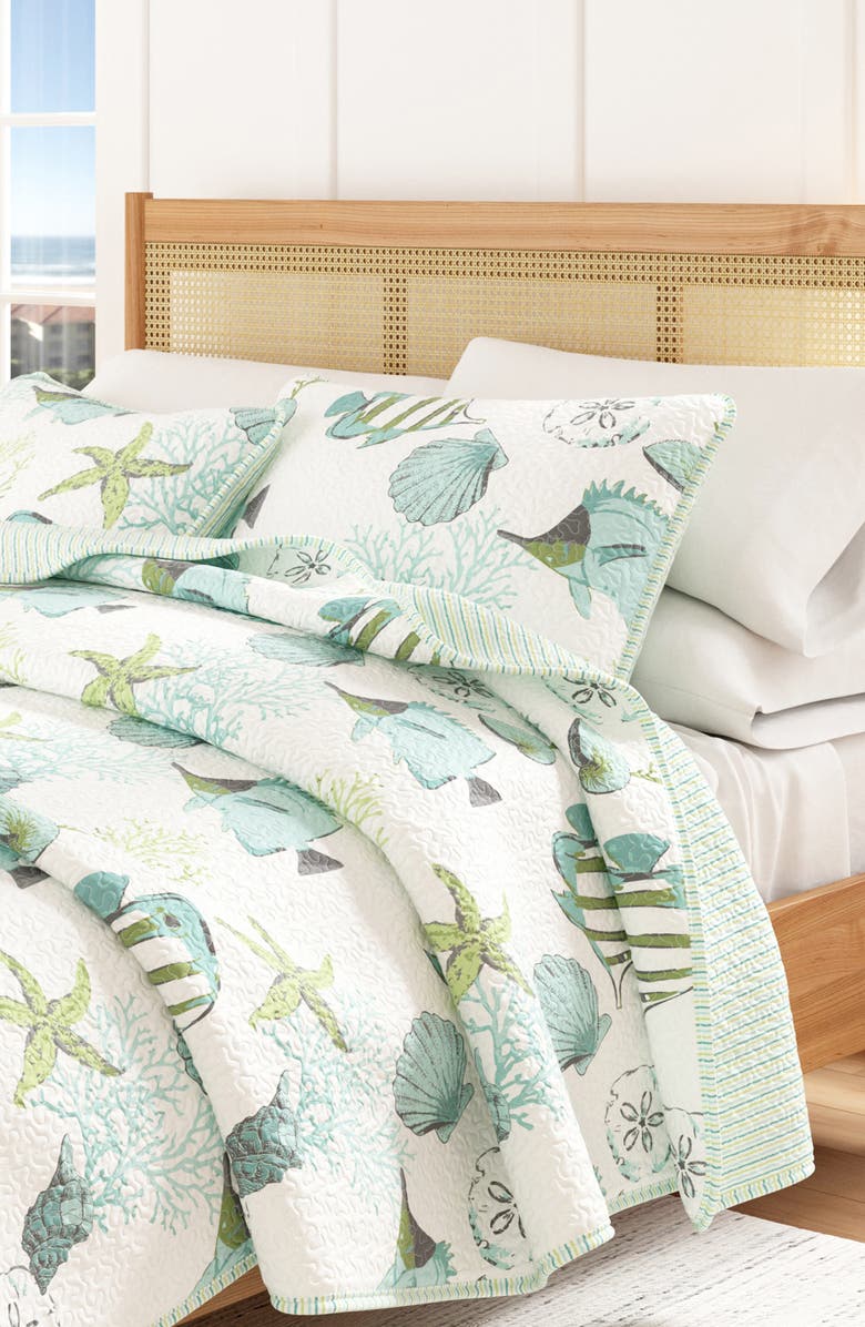 Woven & Weft Sea Fish Quilt & Sham Set, Main, color, Fish Coral