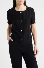 Anne Klein Zigzag Pointelle Cardigan