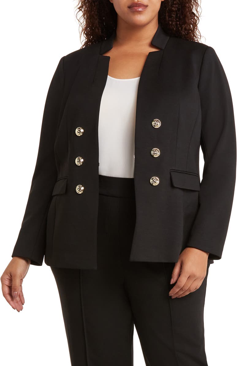 Tahari ASL Faux Double Breasted Ponte Blazer, Main, color, 
