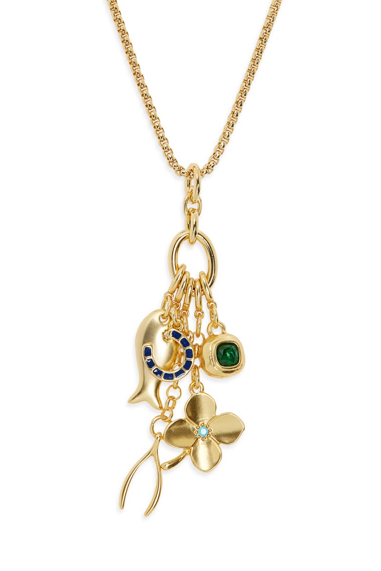The Buona Fortuna Charm Pendant Necklace, Main, color, GOLD