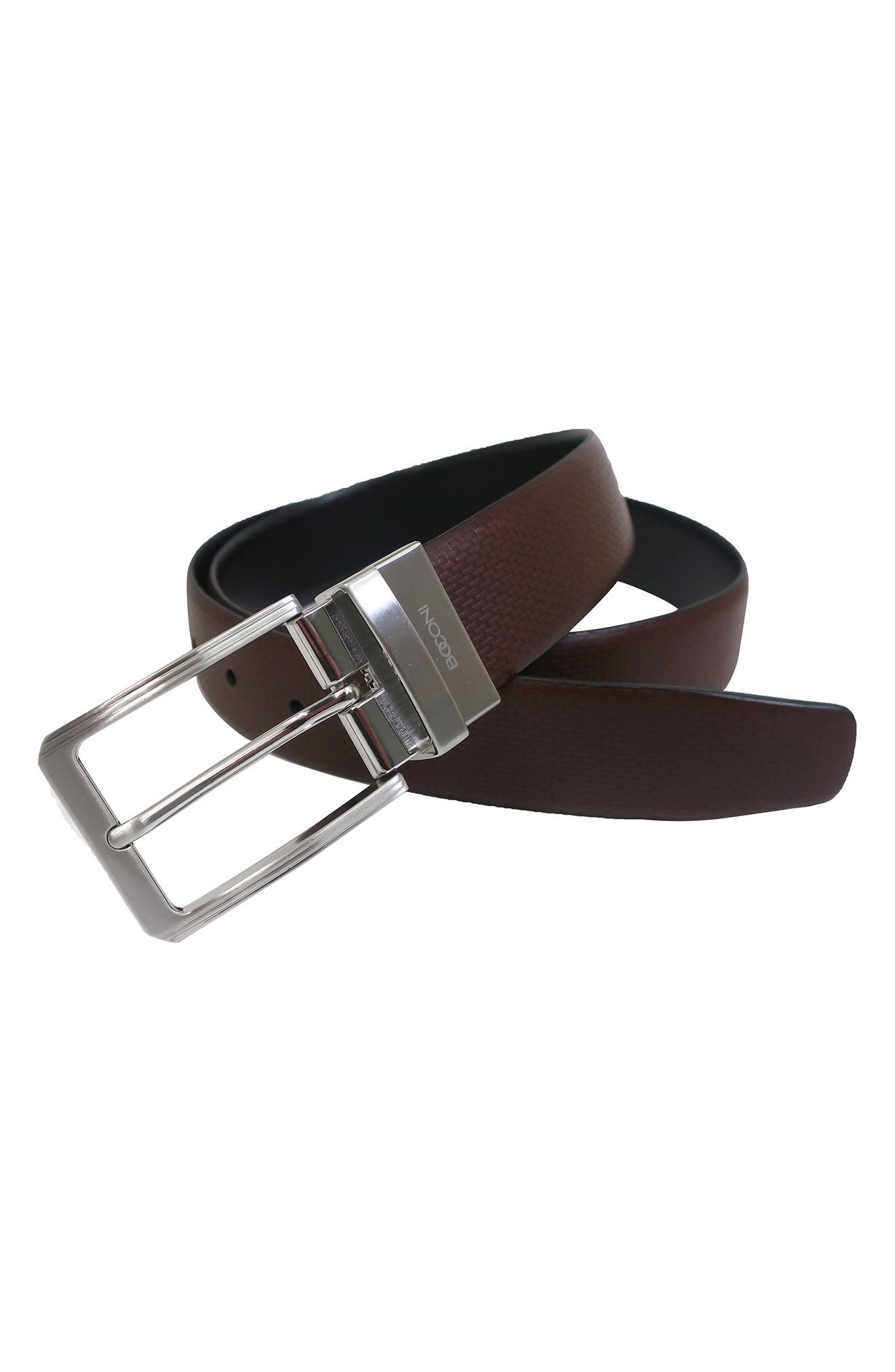 BOCONI Reversible Embossed Leather Belt