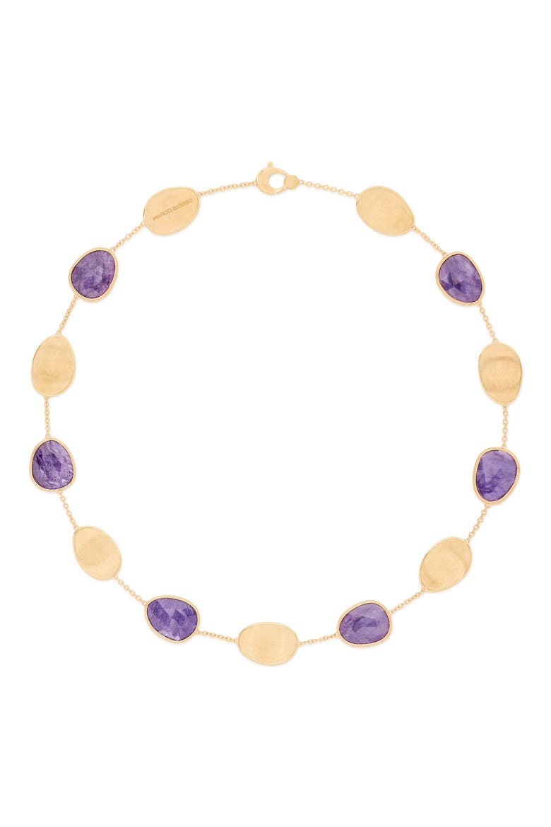 Lunaria Charoite Station Necklace, Main, color, GOLD