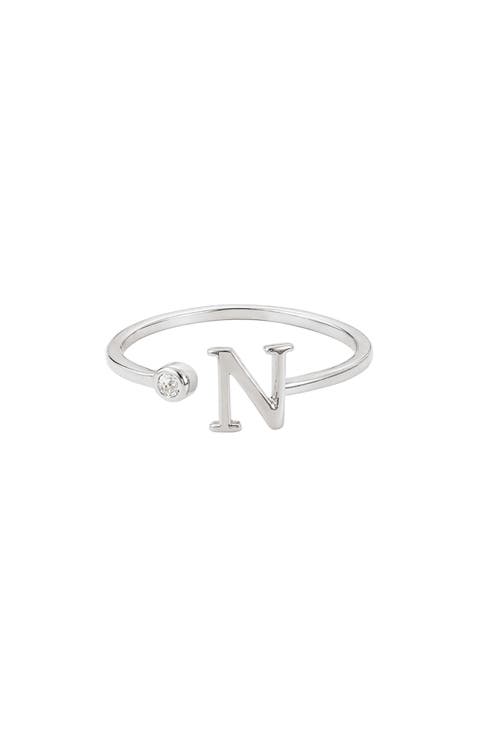 Cubic Zirconia Initial Adjustable Band Ring