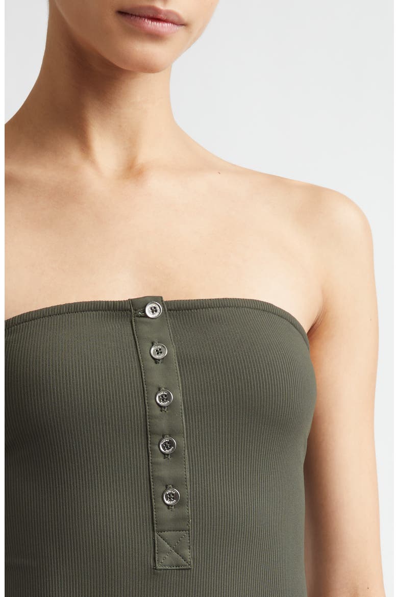 Ribbed Strapless One-Piece Swimsuit, Alternate, color, DARK GREEN