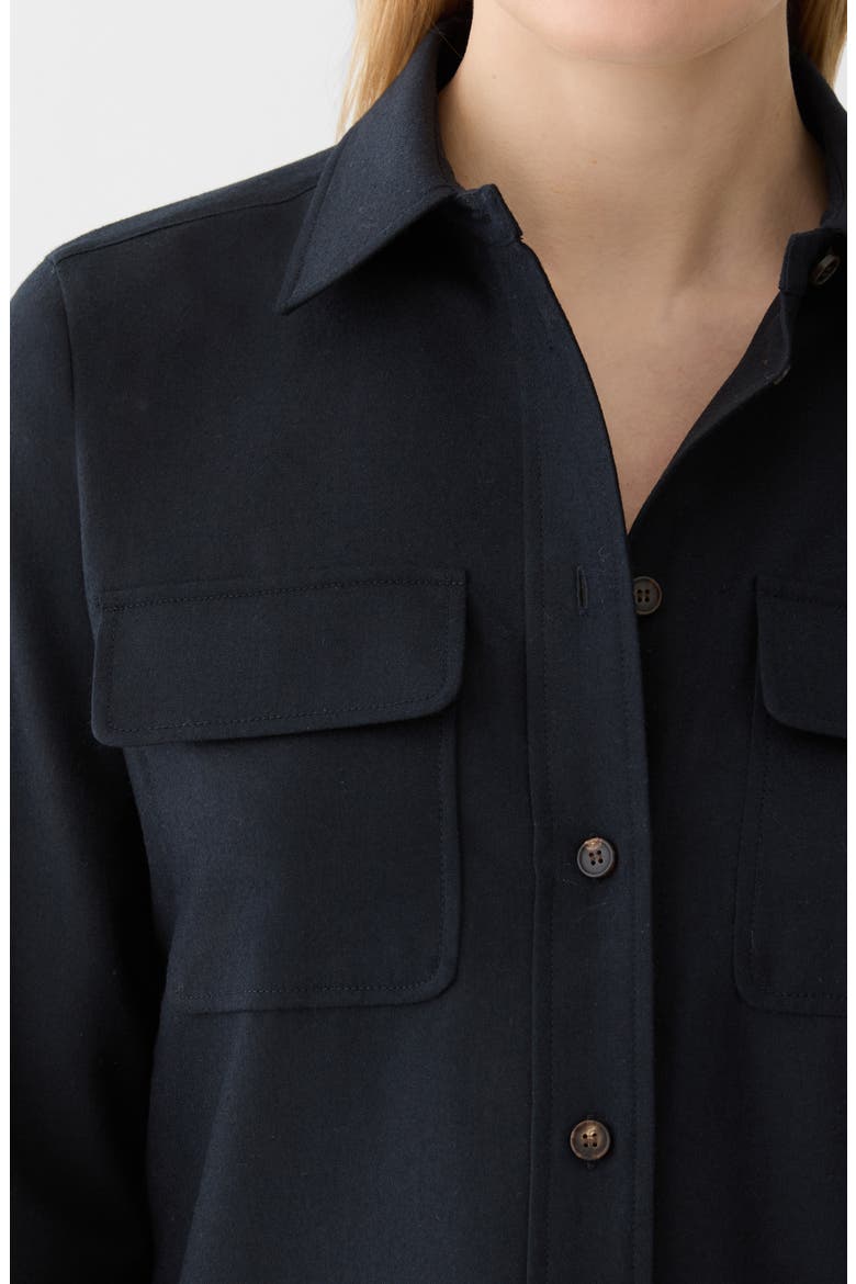 Long Sleeve Wool Flap Pocket Shirt, Alternate, color, INK