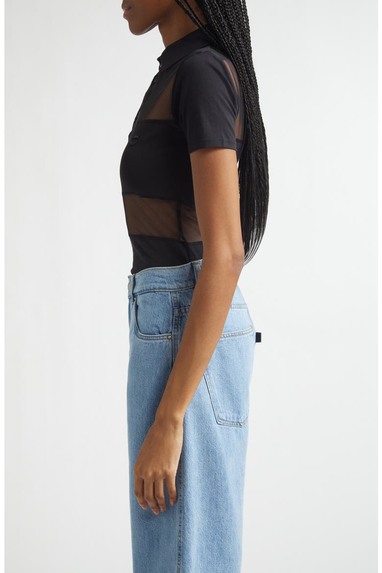 Stripe Sheer Polo, Alternate, color, BLACK BLACK