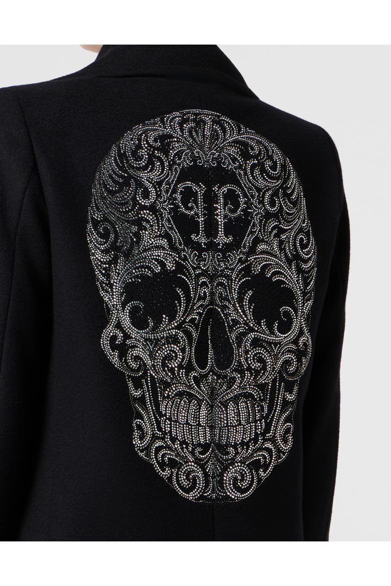 Duke Long Coat Baroque Skull Women, Alternate, color, black