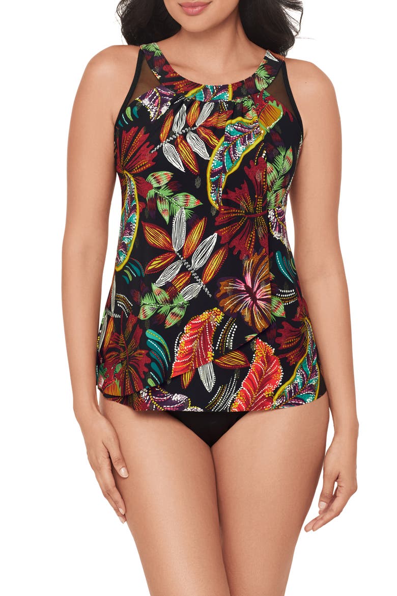 Pluma Orla Ursula Underwire Tankini Top, Main, color, BLACK MULTI