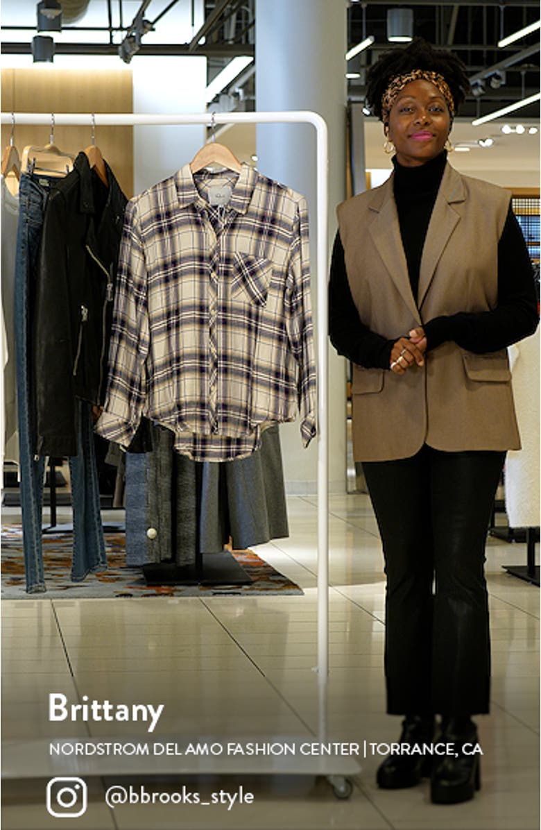 Women's Hunter Metallic Plaid Button-Up Shirt, sales video thumbnail