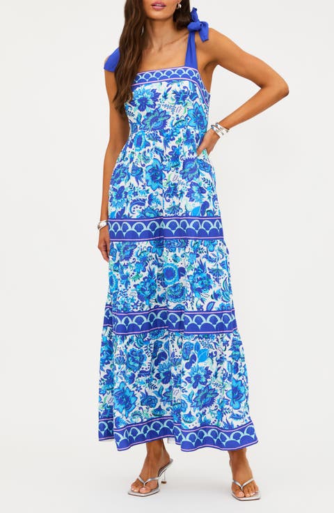 Floral Tie Strap Cover-Up Maxi Dress