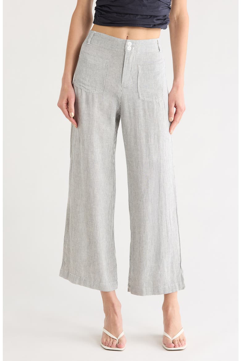 Marlie Rail Road Stripe Crop Pants, Main, color, CHARCOAL