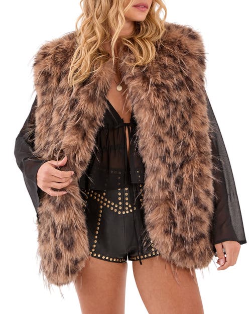 Nasty Gal Leopard Print Faux Fur Gilet In Multi
