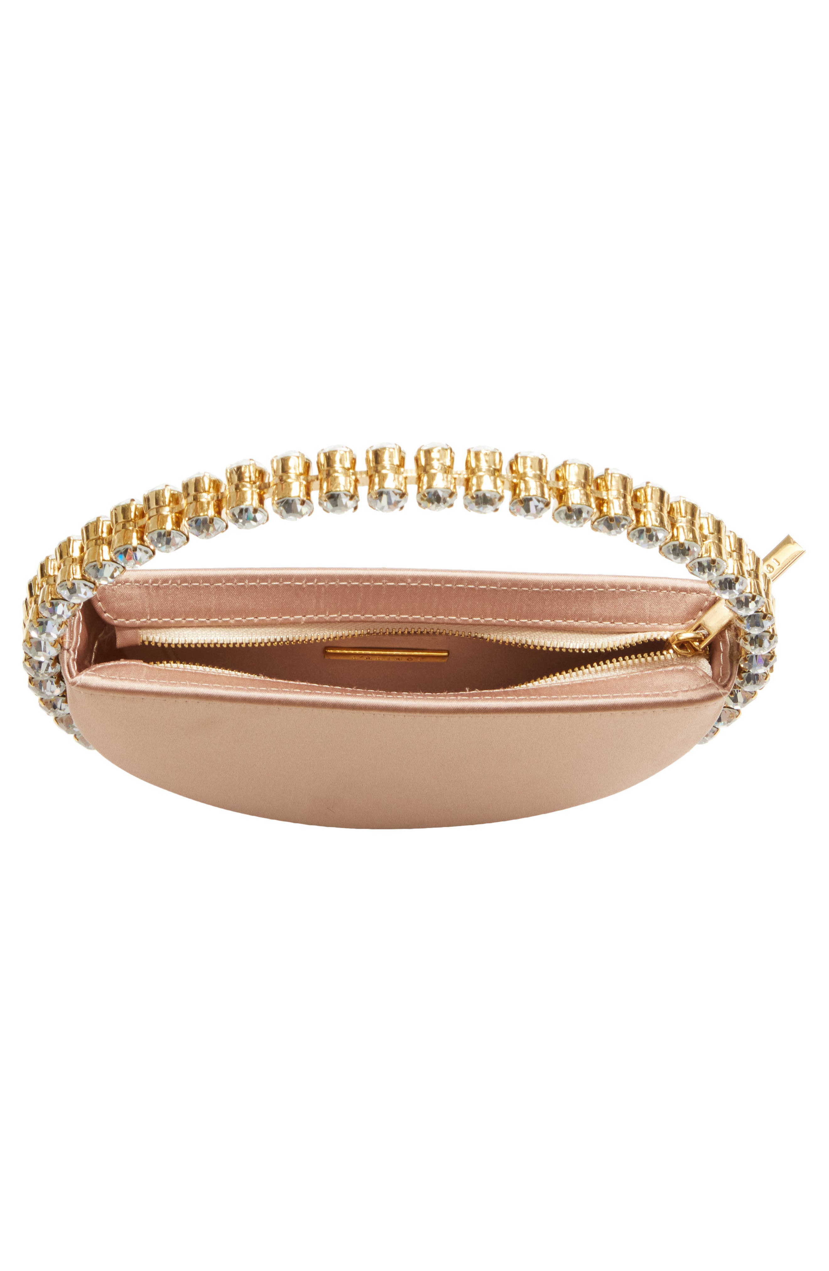 L’alingi Eternity Satin Crystal Top Handle Clutch, Alternate, color, Satin Beige