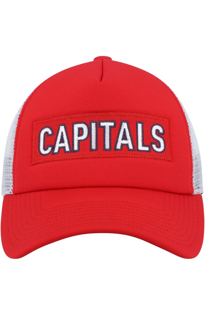adidas Men's adidas Red/White Washington Capitals Team Plate Trucker Snapback Hat, Alternate, color, Red