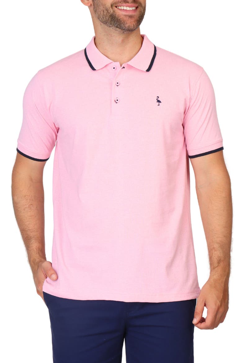Micro Tipped Jersey Knit Polo, Main, color, LIGHT PINK