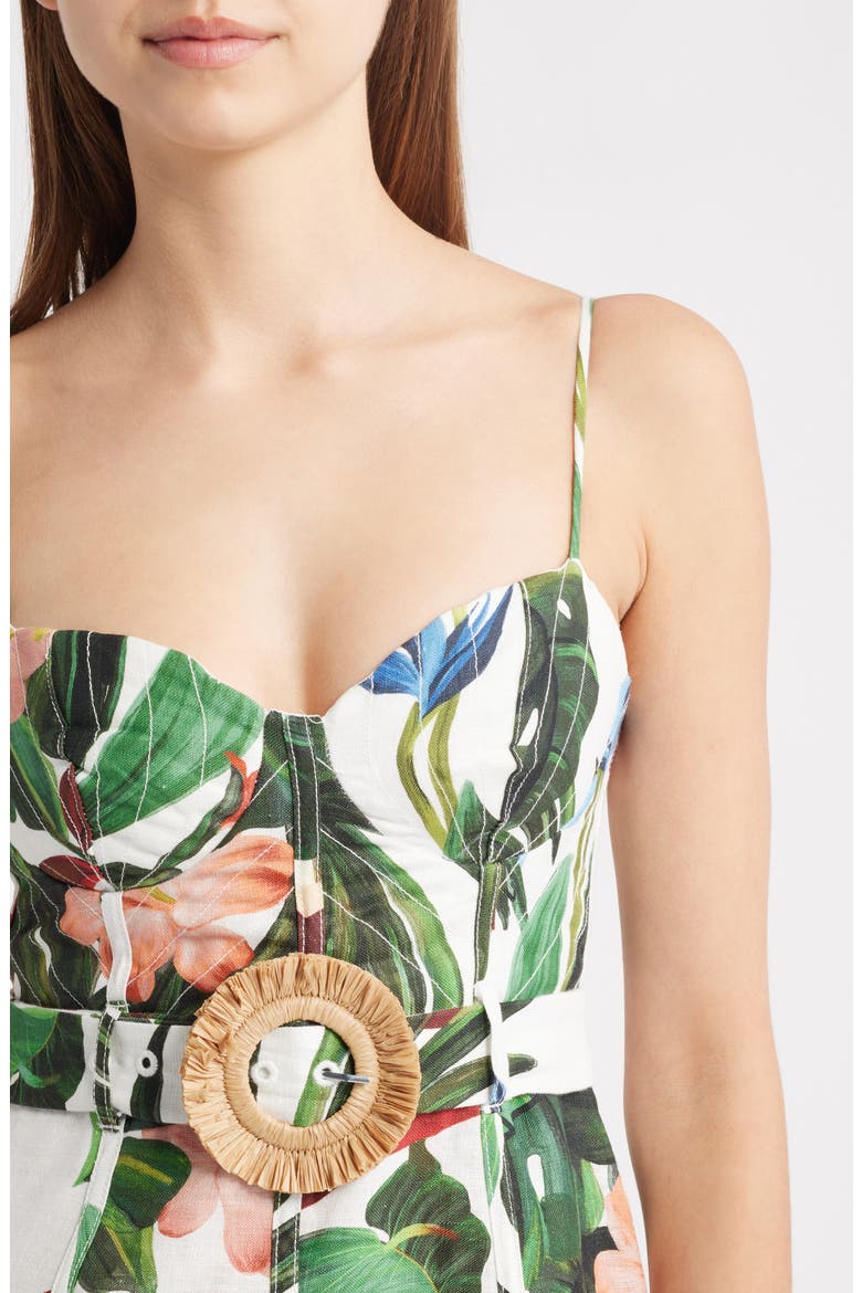 Midnight McCaw Fiesta Floral Linen Blend Mini Dress, Alternate, color, OFF-WHITE