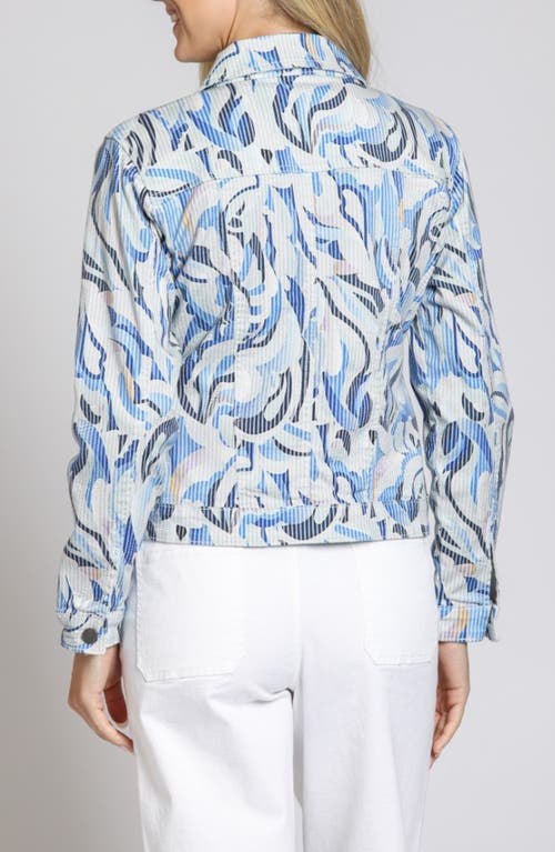 Apny Printed Denim Jacket In Blue Multi