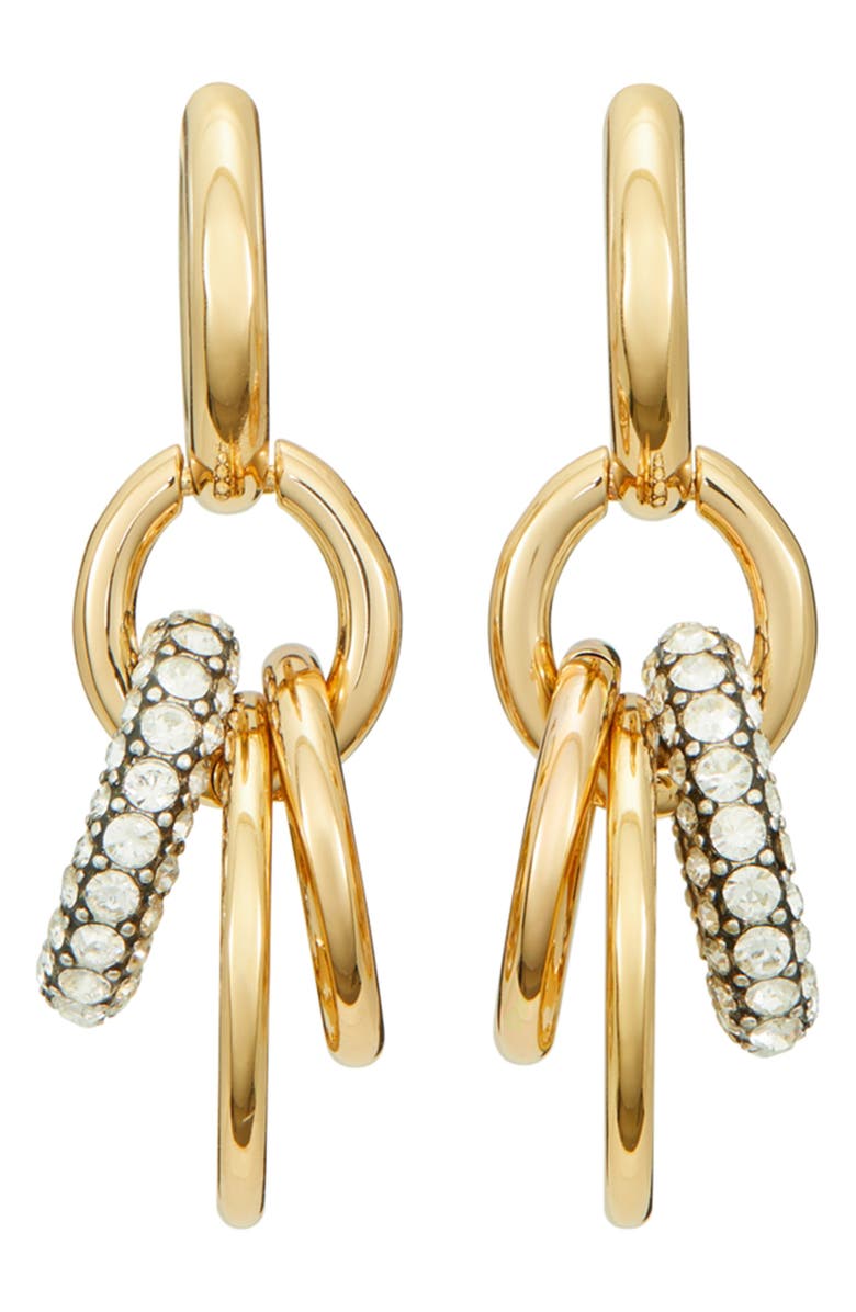 Tory Burch Miller Pavé Interlocking Hoop Earrings, Main, color, 