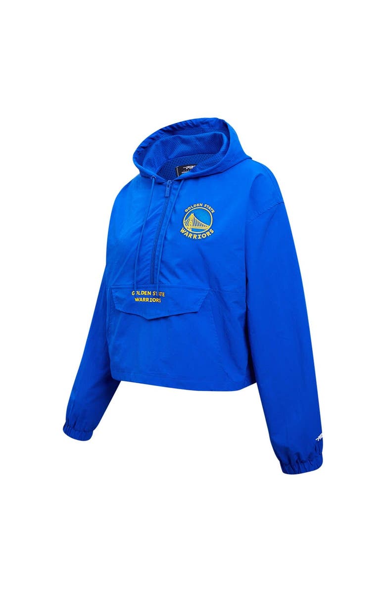 PRO STANDARD Women's Pro Standard Royal Golden State Warriors Classic Wind Woven Cropped Half-Zip Jacket, Alternate, color, 