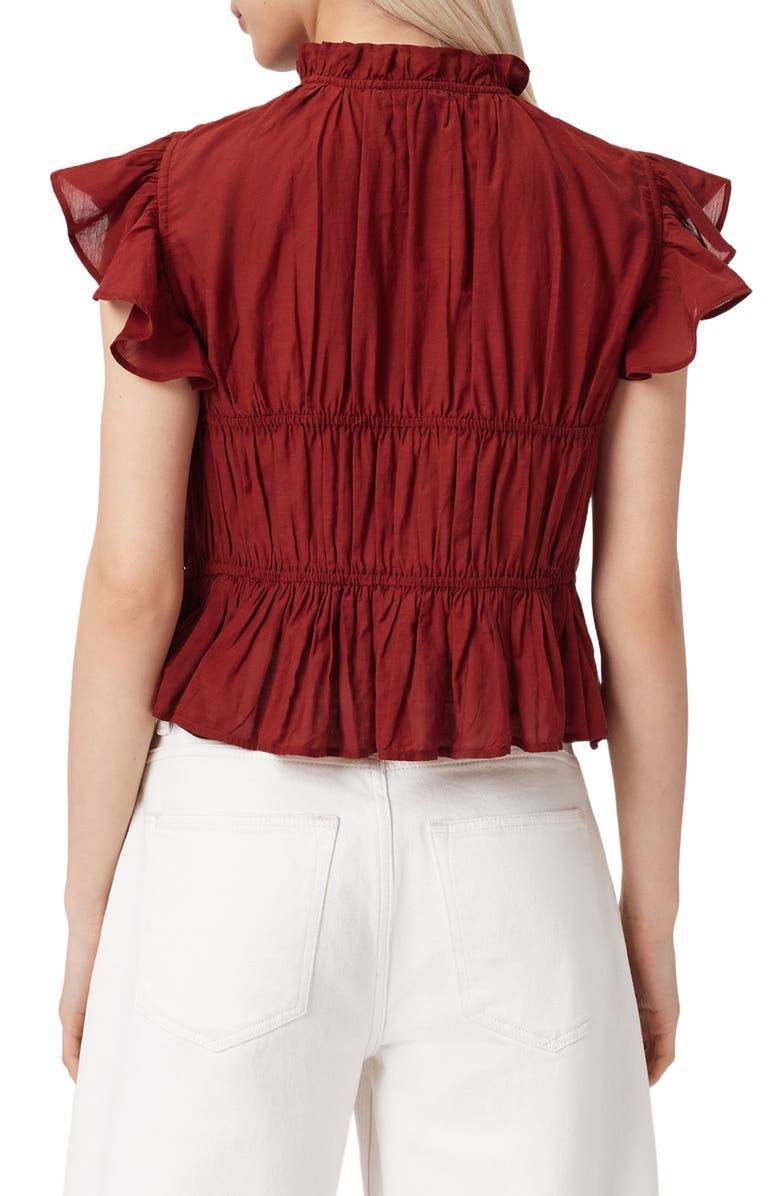 AllSaints Lima Ruffle Top, Alternate, color, Paprika Red