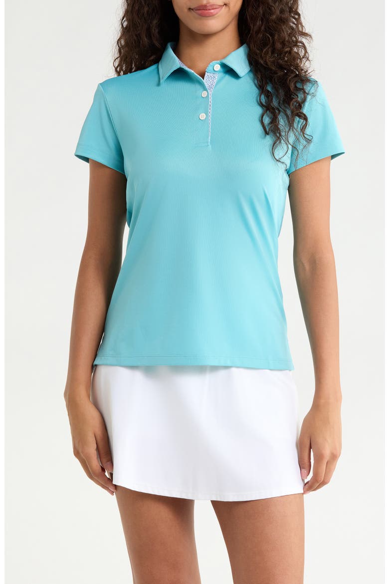 Kaia Pique Half Placket Polo, Main, color, AQUA