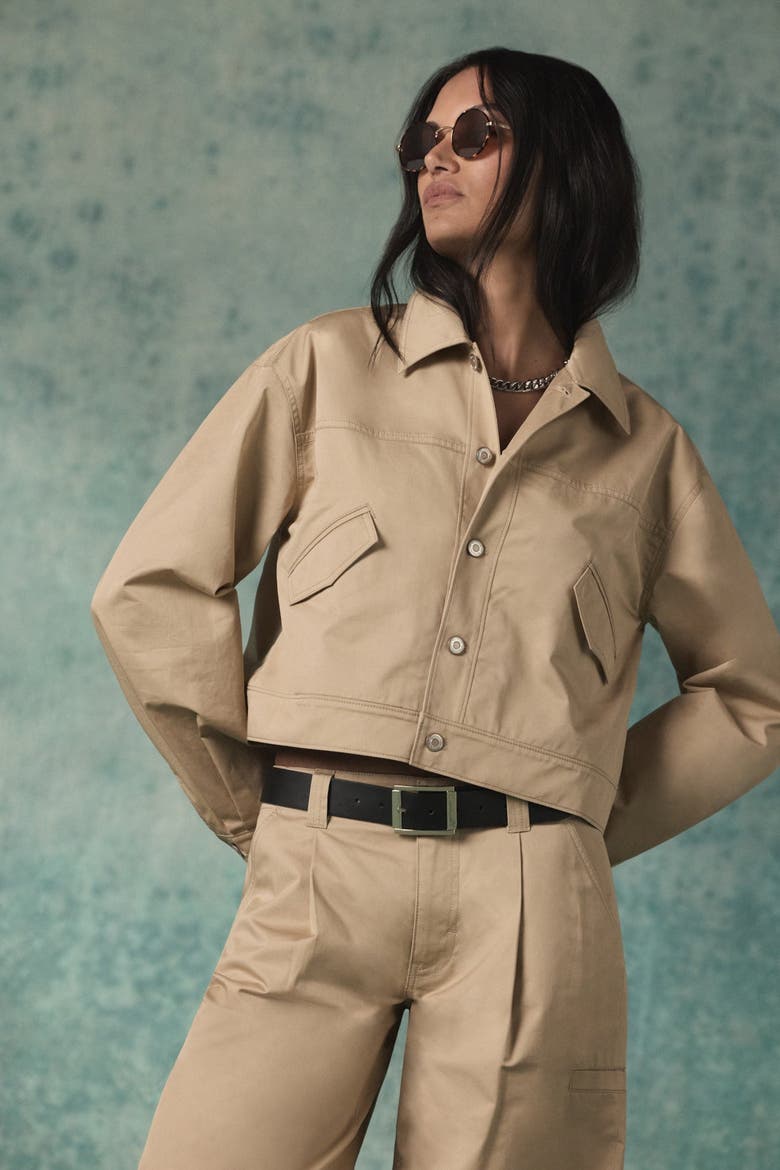 Gigi Swing Trucker Jacket, Alternate, color, ALMOND