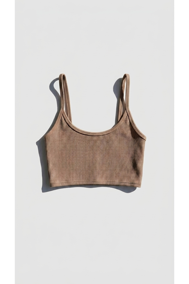 The Christy Strappy Rib Long Bra Top, Alternate, color, Cedar Smoke