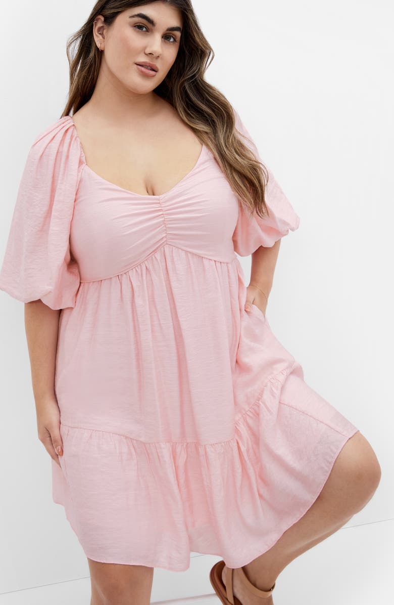 City Chic Mindy Puff Sleeve Dress, Alternate, color, Pout