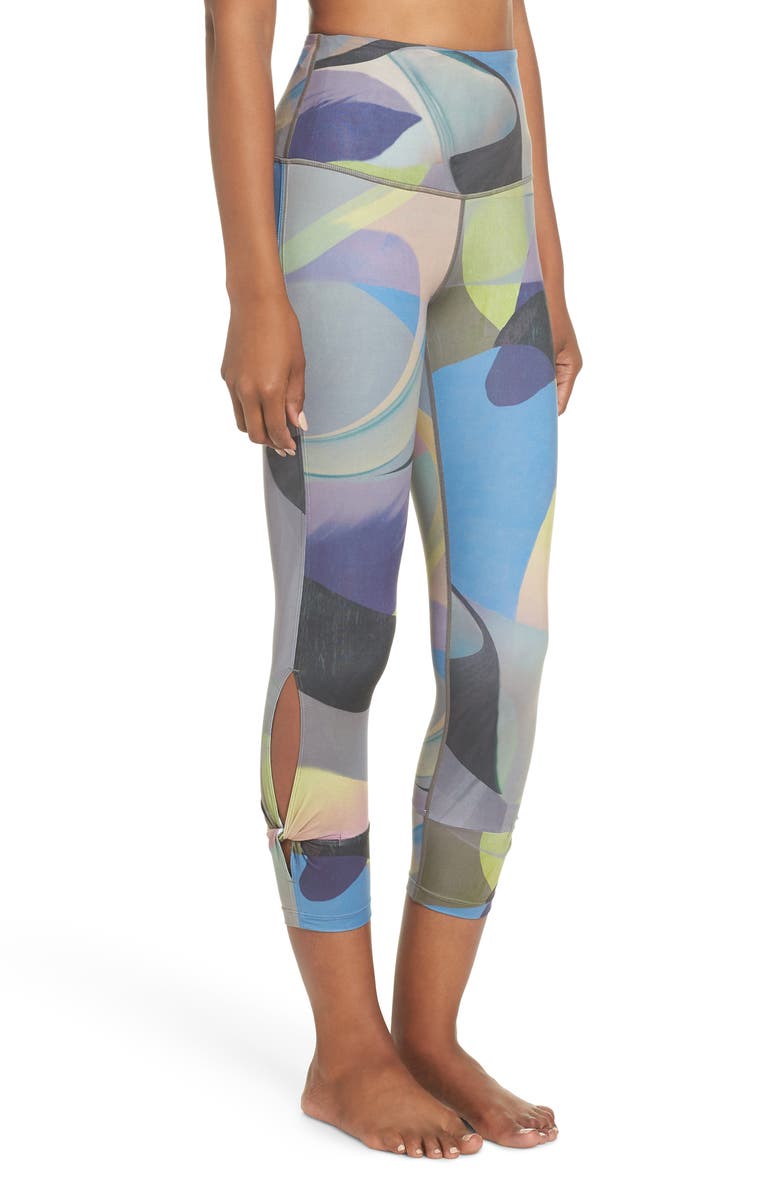 Zella Katya High Waist Abstract Print Recycled Crop Leggings, Alternate, color,