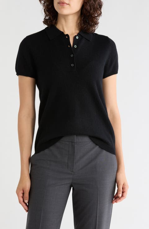 Short Sleeve Cashmere Polo Sweater