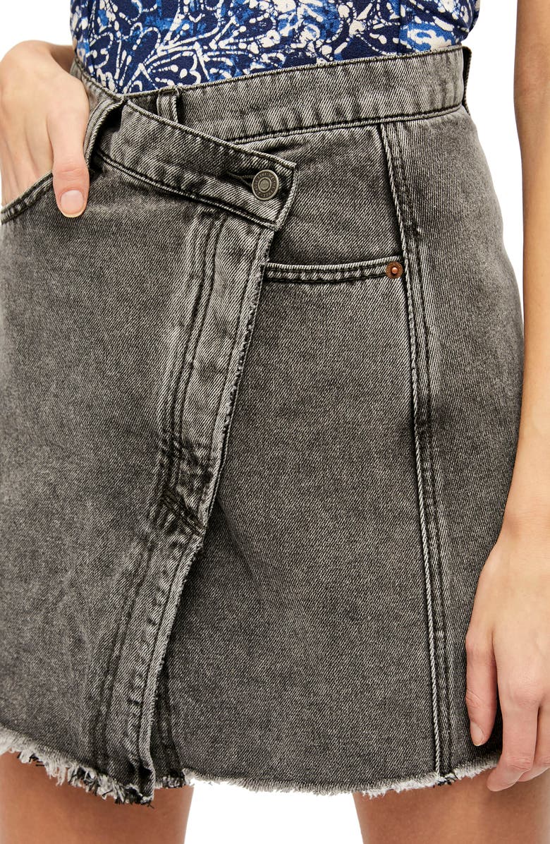 Free People Parker Wrap Denim Miniskirt, Alternate, color, 
