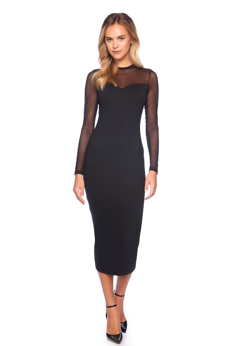 Susana Monaco Long Sleeve Body-Con Midi Dress, Alternate, color, 
