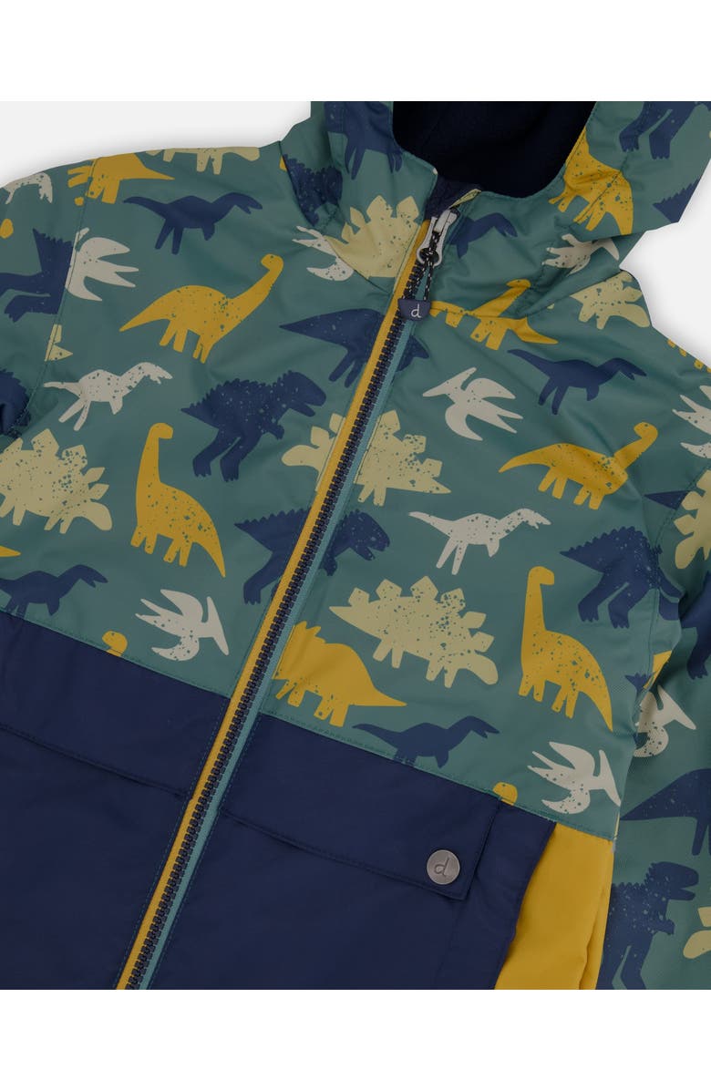 Deux par Deux Two-Piece Mid-Season Dinosaur Outerwear Set, Alternate, color, Green Dinosaur Print