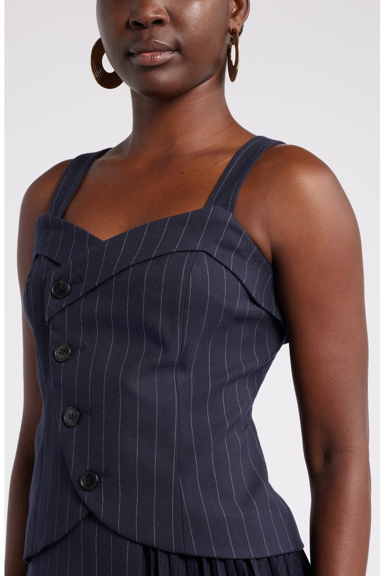 House of Aama Dandy Button-Up Corset, Alternate, color, NAVY- IVORY BRUMMELL PINSTRIPE