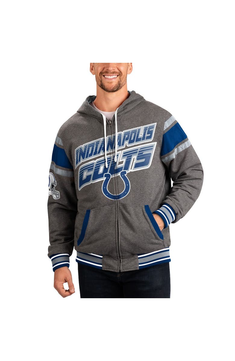 G-III SPORTS BY CARL BANKS Men's G-III Sports by Carl Banks Royal/Gray Indianapolis Colts Extreme Full Back Reversible Hoodie Full-Zip Jacket, Main, color, Royal