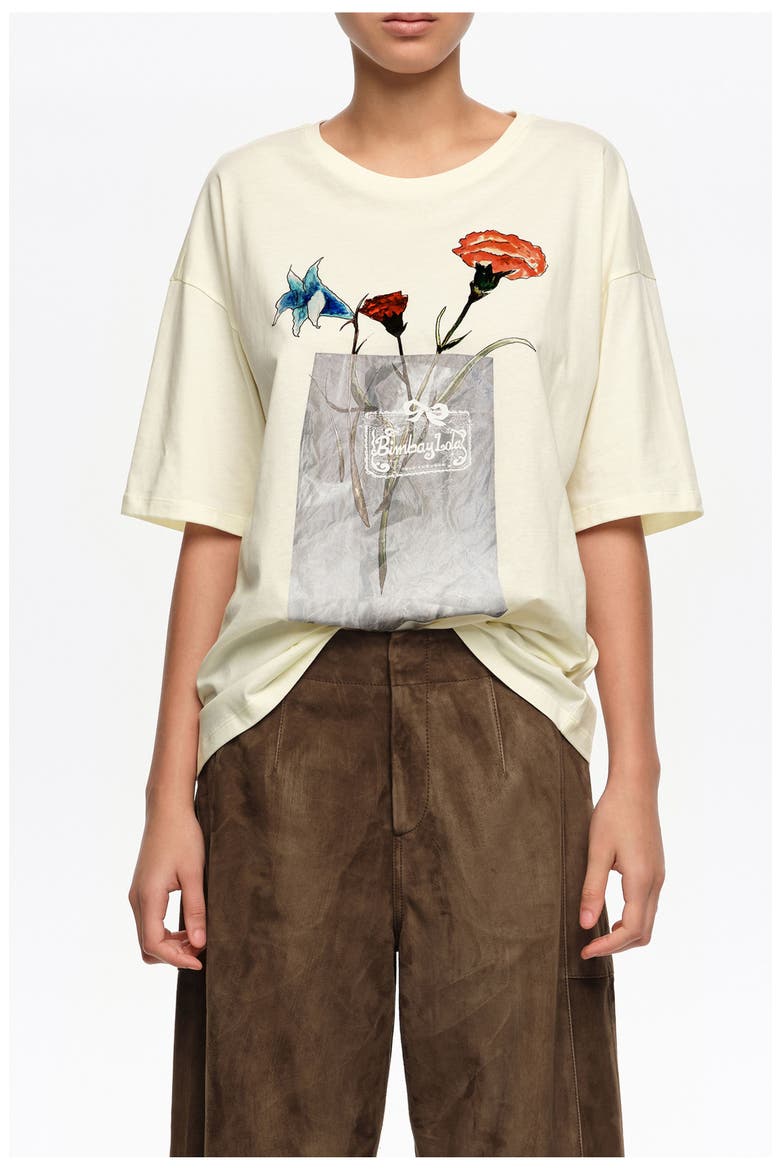 Floral Logo T-Shirt, Main, color, IVORY